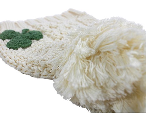 Patrick Francis Irish Celtic Aran Knit Kids Bobble Hat with Shamrock Design2