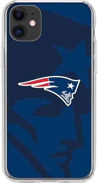 Skinit Clear Phone Case Compatible with iPhone 11 - Officially Licensed NFL New England Patriots Double Vision Design