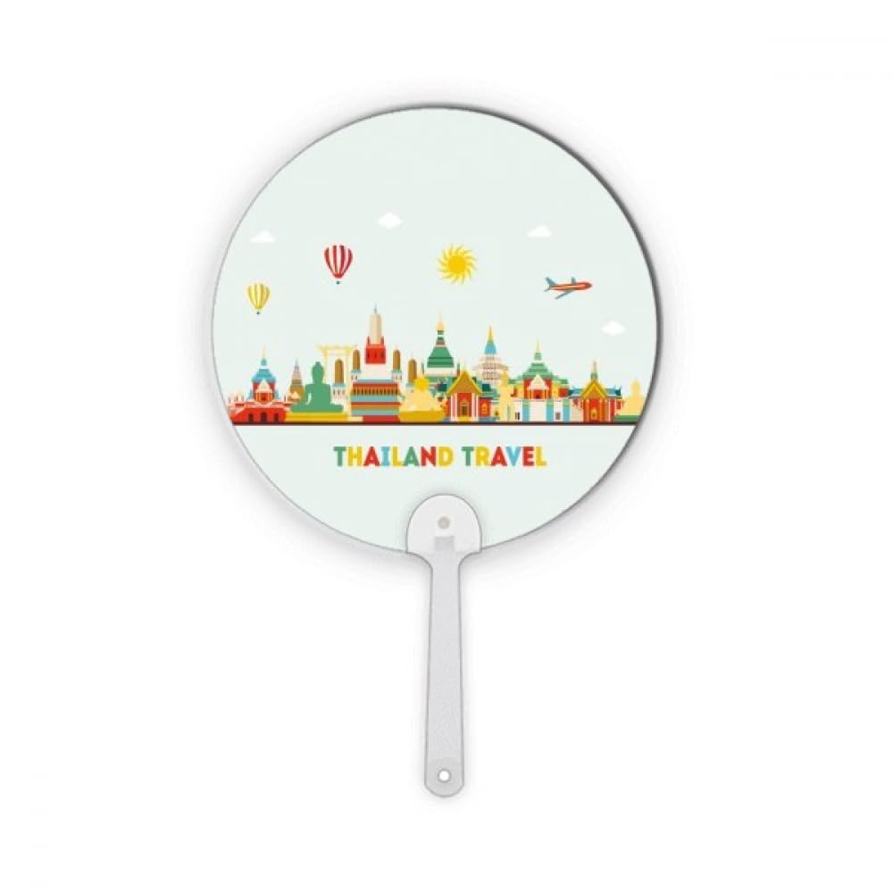 Éventail illustration de la Thaïlande rond plastique rigide et coloré