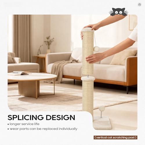 Rascador para gatos Dkelincs torre beige 33 pulgadas miniatura 5
