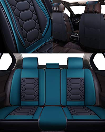 Oasis Auto Car Seat Covers Accessories Full Set Premium Nappa Leather Cushion Protector Universal Fit For Most Cars Suv Pick-Up Truck, Automotive Vehicle Auto Interior Décor (Os-004 Teal Blue) #TOP4
