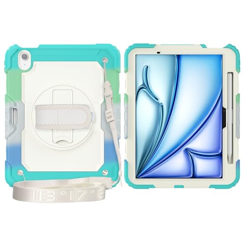 Coque TPU iPad Air 11 M3 avec écran rotatif 360° et bandoulière robuste