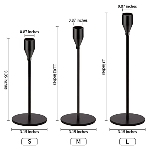 Oatnauxil Matte Black Candle Holders Black Candlestick Holders Metal Candle Holder For Wedding, Dinning, Party, Fits 3/4 Inch Thick Candle&Led Candles (Set Of 3 Pcs) #TOP3