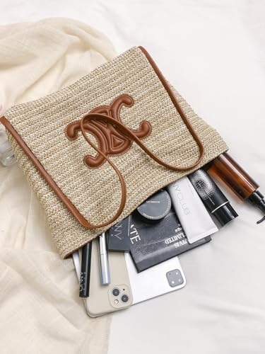 handwoven straw beach shoulder bag large vegetable market tote natural woven underarm holiday handbag for women