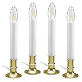 612 Vermont Electric LED Window Candles with Shatterproof Warm White Bulbs, On/Off Switch, VT-1160B-4 (Brass, Pack of 4)