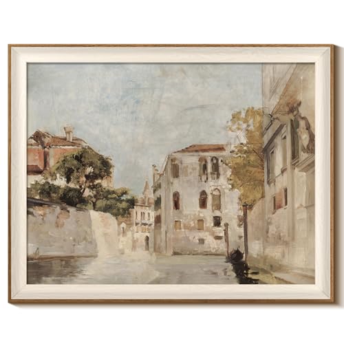 InSimSea Framed Canvas Wall Art Classical Cityscape Artwork Wall Decorations View of Venice Canvas Prints Bathroom Pictures Farmhouse Office Home Wall Decor 16x20In