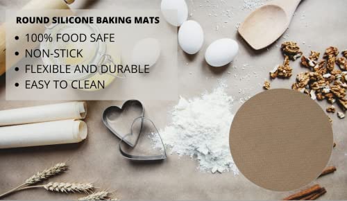 Non-Stick Silicone Baking Mats (8-inch Circular), BPA-Free, Reusable and Easy to Wash