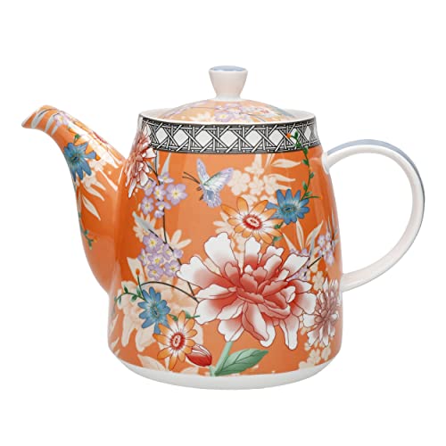 London Pottery Théière en céramique en forme de cloche - Corail floral - 1 L - étiquetée Cover