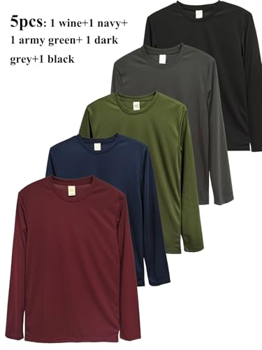 5 Pack Mens Long Sleeve T Shirts Lightweight Sport Casual Tee Running Cycling Fishing UV Protection Quick Dry Tshirts Tops2