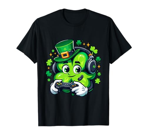 St. Patrick's Day Lucky Shamrock Gamer Video Irish Boys Kids T-Shirt