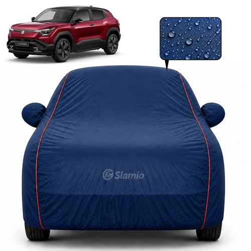 Image of Car Cover for Maruti Suzuki e Vitara EV | 100% Waterproof Heavy-Duty 3-Layer Car Body Cover | All-Weather Rain, UV, Heat & Dust Protection | Custom Fit | Mirror & Antenna Pockets | Navy Blue