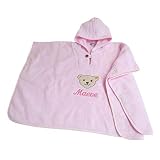 Steiff Baby Bade Poncho mit Wunsch Namen bestickt rosa