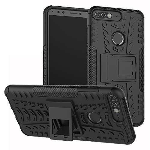 Honor 7c / Nova 2 Lite / Y7 Prime 2018 case,LiuShan Shockproof Heavy Duty Combo Hybrid Rugged Dual Layer Grip Cover with Kickstand for Huawei Honor 7c / Nova 2 Lite / Y7 Prime 2018 Smartphone,Black
