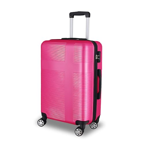 ILLUMINEW Luggage Sets with Durable Lightweight Carry-On Suitcases, Spinner Wheels, and TSA-Approved Lock (SHIZI, Rose Red, 24)