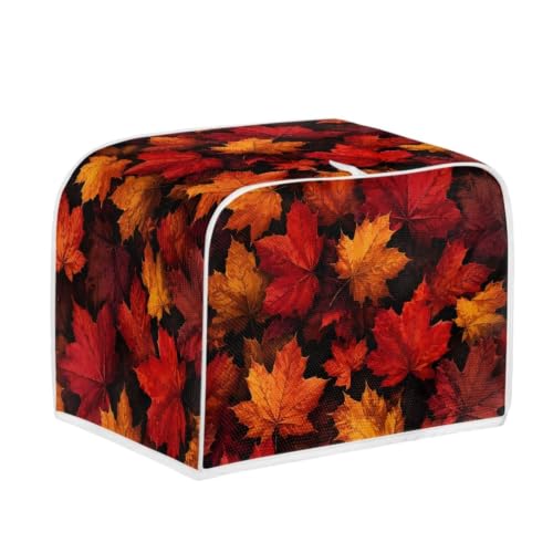 Image of Talayituse Fall Maple Leaf Print Toaster Cover 2 Slice Wide Slot, Lightweight Bread Maker Cover Dust Protection Washable Appliance Bag Autumn Decor, S