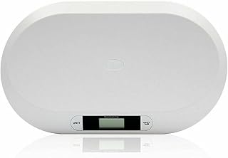 20 kg/44lbs Digital LCD - Escala de peso para bebés, escala electrónica para mascotas, cómodo diseño de contorno, gran pantalla LCD, pies antideslizantes, apagado automático, color blanco