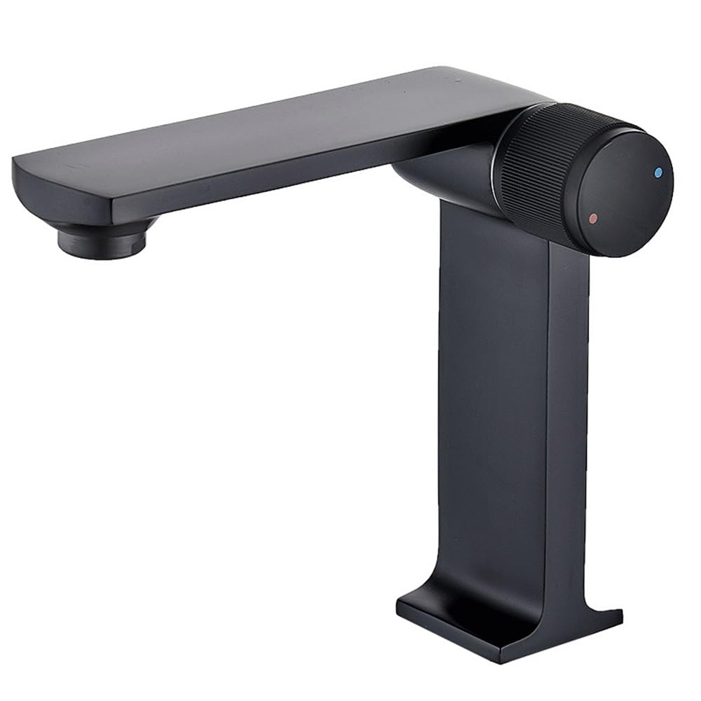 Robinet de lavabo monotrou anti-éclaboussures en bronze avec jet cascade fluide