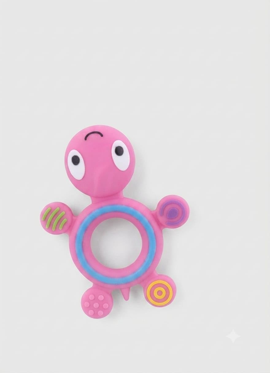 Silicone Baby Teether Toy | Cute Turtle Shape BPA-Free Chewable Soother for Infants & Toddlers | Soft & Safe Teething Toy for Gum Relief (Purple)-image-2