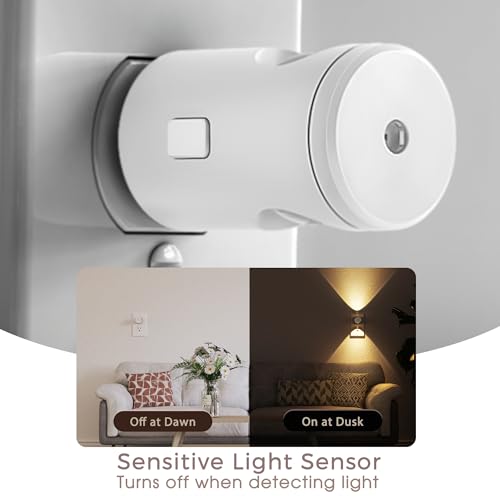 Image of Briignite LED Night Light Project 180 Rotating Night Lights Plug into Wall | 2 Pack Mini Lens, Dusk to Dawn Sensor, 3000K /5000K /Amber Dimmable Nightlight for Hallway Bathroom Room Decor, White Cover