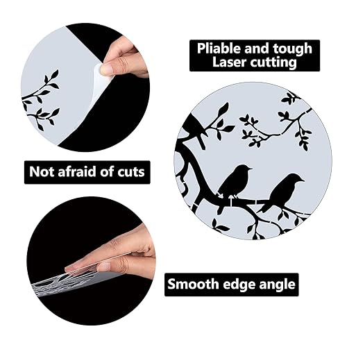 GORGECRAFT 30 * 30cm Large Bird on Tree Drawing Art Stencil Plastic Reusable Birds Branches Template Sets Reusable Template for Wall Wood Tile Floor Furniture Fabric Painting - Image 3