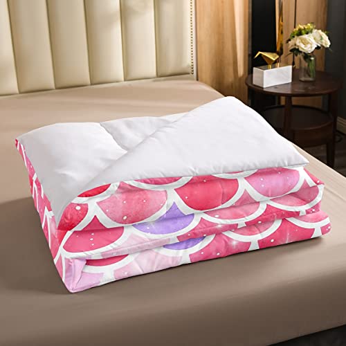 Conjunto de cama com estampa de escamas de peixe galáxia colorida para crianças meninos meninas adol