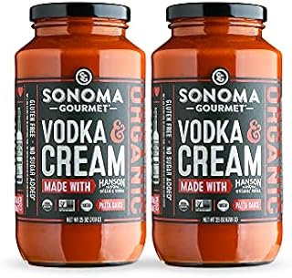 Sonoma Gourmet Vodka & Cream Pasta Sauce | USDA Organic, Non-GMO, Gluten-Free and No Sugar Added | Made Fresh Ingredients | 25 Ounce Jars (Pack of 2)