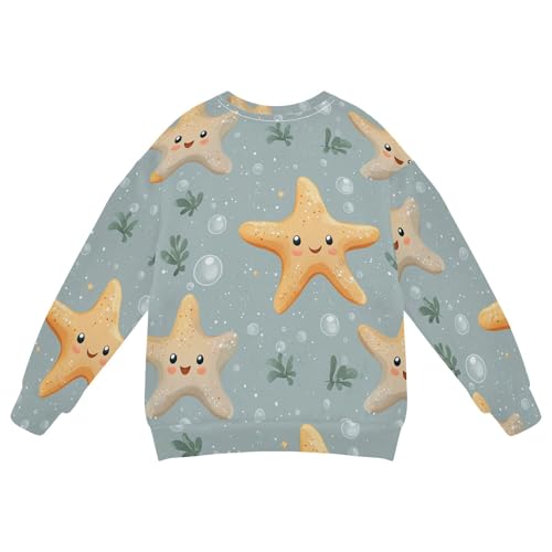 JUNZAN Cute Starfish Grey Big Girls Hooded Sweatshirt Fleece Hoodies for Girls Party 4T2