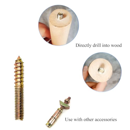 Image of 8 Pack 3 /8-16 x 3-1 /2 Inch Hanger Bolts 3 /8-16 inch Double Headed Bolts 3 /8 Wood Dowel Screw Self-Tapping Screw Hanger Bolts for Furniture Screws Threaded Rods Bolt 88.9mm Length