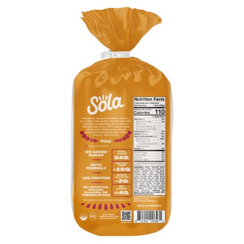 Sola Keto Hamburger Buns, Golden Wheat (Pack of 4)