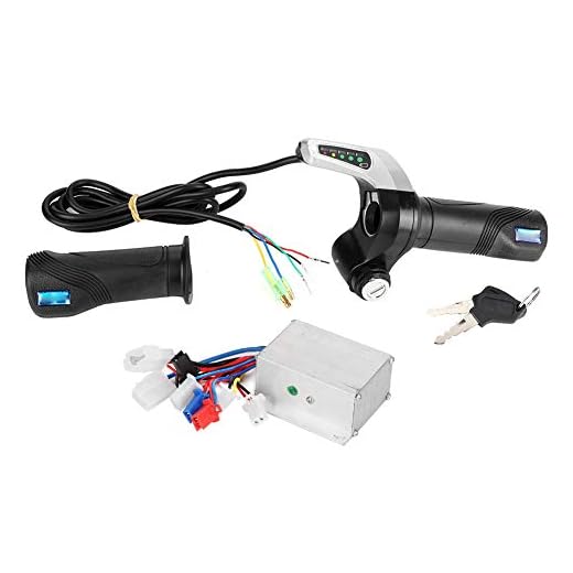 Wincal Borstad hastighetskontrollset, 24 V 250 W borstad hastighetsstyrenhet LED-kit med lås gasgrepp för elcykel scooter