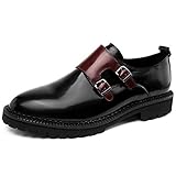 Runder Zeh. FIESSO Obermaterial: Rindsleder (Color : Schwarz, Größe : 41 EU)