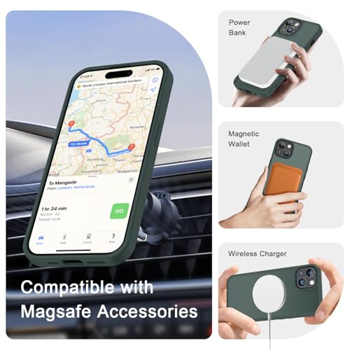 Image of YENAPOON for iPhone 15 Plus Case, iPhone 14 Plus Case, Matte Magnetic Phone Cover with 1 Screen Protector [Support for MagSafe] [Shockproof Military Grade Protection] Translucent Frosted Back, Gray