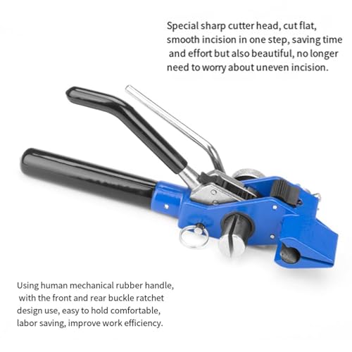 Tensor de fleje de acero inoxidable con crimpadora de corte, herramientas de flejado de acero para agrupar cables, tuberías, carteles, postes eléctricos, compatible con correas de embalaje de 4,6 mm a