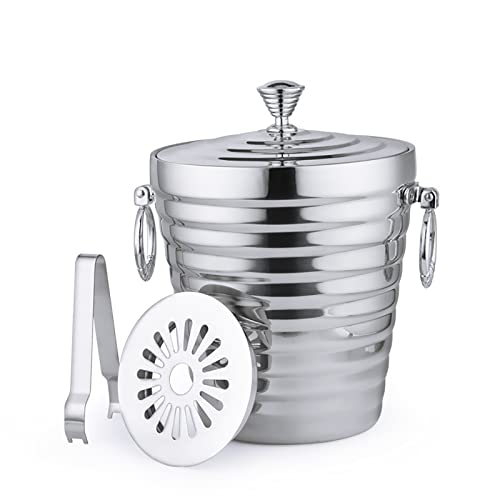 Balde de gelo balde de gelo de aço inoxidável balde de gelo de parede dupla com pinças de tampa Filt