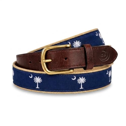 Charleston Belt - SC State Flag Belt | Moon Palmetto Dark Navy/Khaki, 40