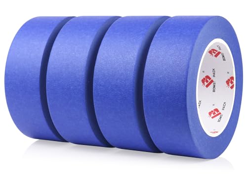 BOMEI PACK Painters Tape 1.5 inch Wide Blue Masking Tape 4 Rolls x 1.5 inch x 55 Yards (220 Total Yards) Residue-Free Painting Tape for Labeling DIY Crafting Decoration and School Projects