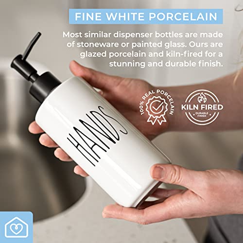 Heartland Home Porcelain 16Oz Empty Liquid Dispenser Bottle For Hands. Hand Soap Dispenser For Bathroom, Hand Lotion Bottle, Lotion Pump Dispenser Or Hand Sanitizer Pump For Hand Sanitizer Refill. #TOP4
