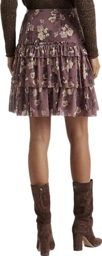 Lauren Ralph Lauren Floral Crinkle Georgette Purple Skirt (US14W)2