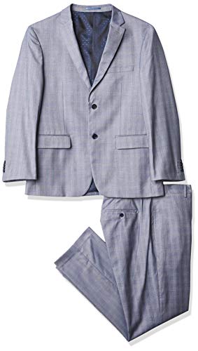 Kitonet Men's 2-Piece Box Check Slim Fit Suit, Sky Blue, 42S