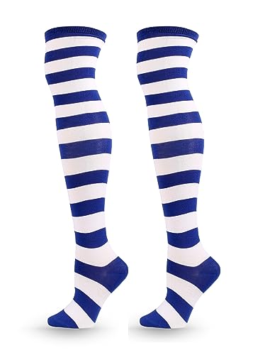 Image of ATHX Women's Knee High Socks Thigh High Socks Triple Stripe over the Knee Socks Long Opaque Thigh High Stockings