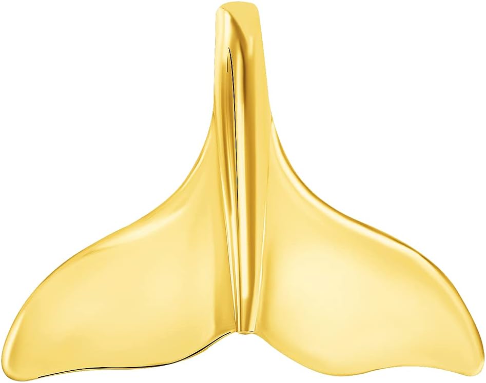 Jewelry America Solid 14k Yellow Gold Classic Dolphin Tail Fin Pendant With Cable, Curb or Figaro Chain Necklace - Image 2