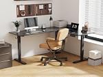 Mexin Electric Standing Desk, Adjustable Height Sit Stand Up Computer Table, L Shaped 63x55 Inch Ergonomic Rising Desks for Work Home Office, Modern Lift Motorized Gaming Desk Workstation, Black