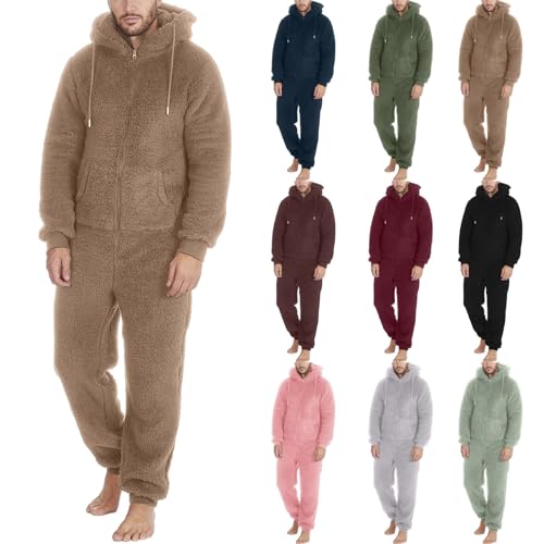 Men's Fleece Pajamas Set Winter Fluffy Pullover Loungewear Pjs 2 Piece Sets Plush Pyjama Outfit Nightwear3