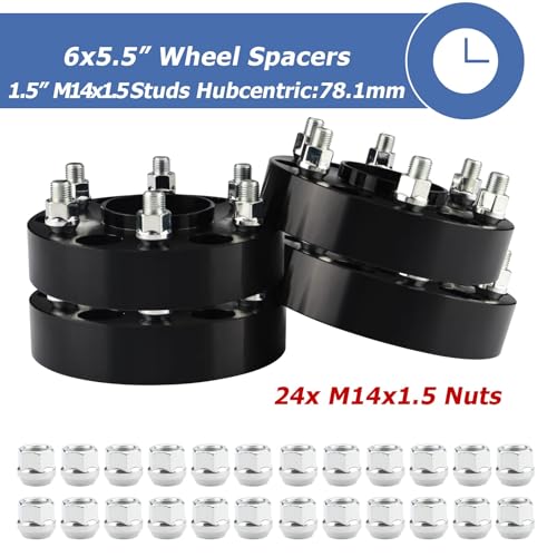 EOTH 1.5 inch 6x5.5 Hub Centric Wheel Spacer for Avalanche Sierra Express Silverado Yukon XL Tahoe Escalade Suburban,4PCS 6x139.7mm Forged Wheel Spacer with 14x1.5 Studs & 78.1mm Bore by EOTH - Image 4