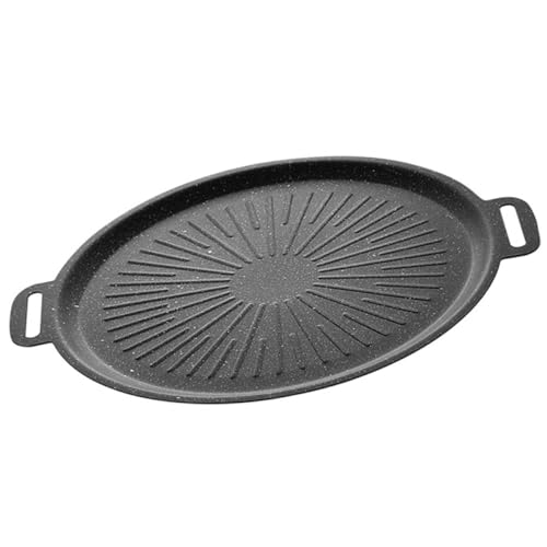 Tofficu Parrilla para Barbacoa de 30 Cm, Sartén Antiadherente de Piedra de Maifan, Plancha de Hierro Gruesa para Cocinar Carne y Verduras, Accesorio para Parrilla Doméstica Aire Libre