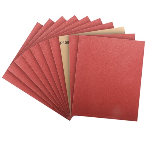 PMIQSA 10 Sheets Sandpaper Set, 100 Grit Abrasive Paper for Cars Polishing Metals Walls Wood Furniture Sanding, Sanding Paper 9x11 Inch (230x280mm)