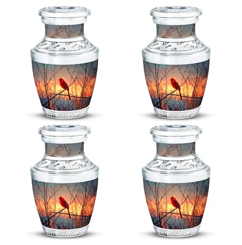 Image of Cardinal Bird Urn Burial Urn for Ashes for Men & Women 3 Inch 4 Qty | Decorative Urns Funeral Urns