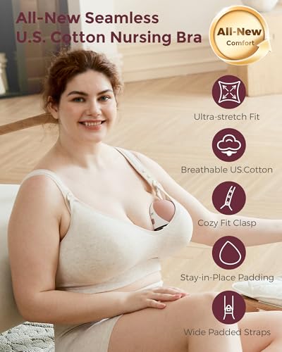 Image of Momcozy Busty U.S. Cotton Nursing Bras for Breastfeeding Maternity Bra