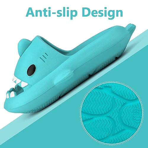 Image of Kids Shark Cloud Slides | Toddler Boys Girls Shower Slippers | Boys Girls Cute Cartoon Fish Flip Flops | Beach Pool Home Sandals | Quick Dry Non-Slip