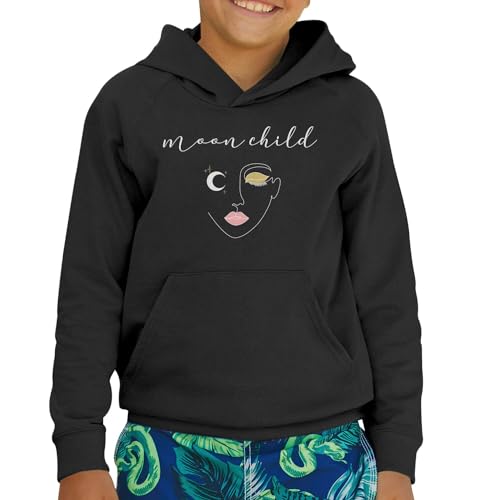 Sweat à capuche enfant Moon Child pull line art ésotérique et minimaliste - 2